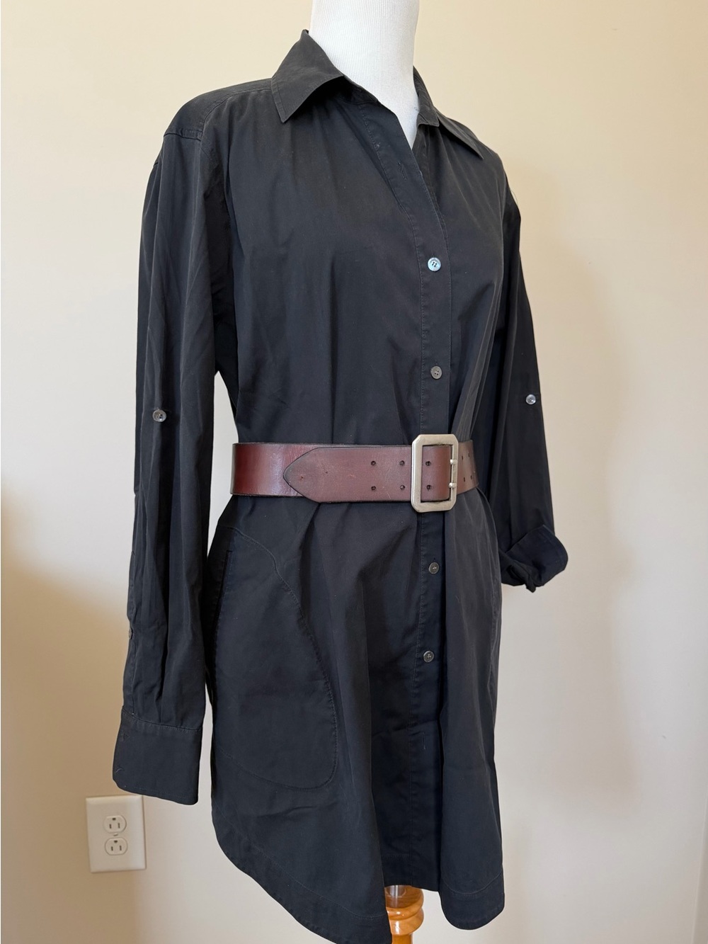 Lafayette 148 New York Black Classic button down shirt dress-M